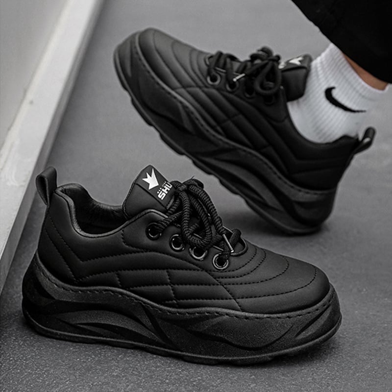 Men's Running Sneakers with Thick Sole, Rubber Sole, and Round Toe