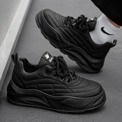 Men's Running Sneakers with Thick Sole, Rubber Sole, and Round Toe