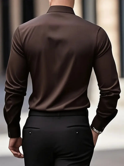 Camicia da Uomo a Manica Lunga Slim Fit in Tessuto Traspirante