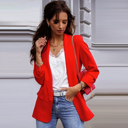 Blazer Donna Primavera Loose Fit Manica Lunga con Fodera Completa e Diversi Colori