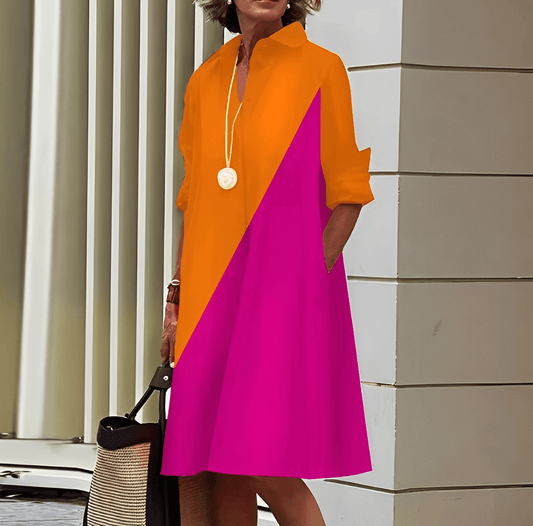 Abito con colletto risvoltato e silhouette elegante ideale per l'estate