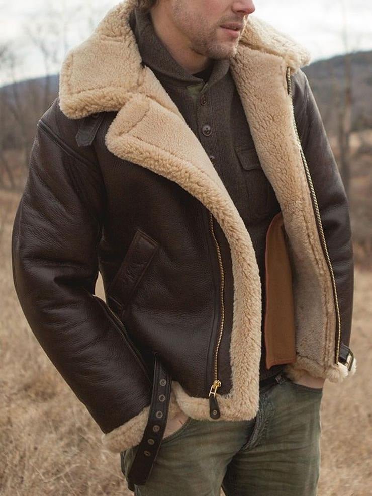 Giacca Invernale da Uomo in Shearling Vestibilità Strutturata Isolante