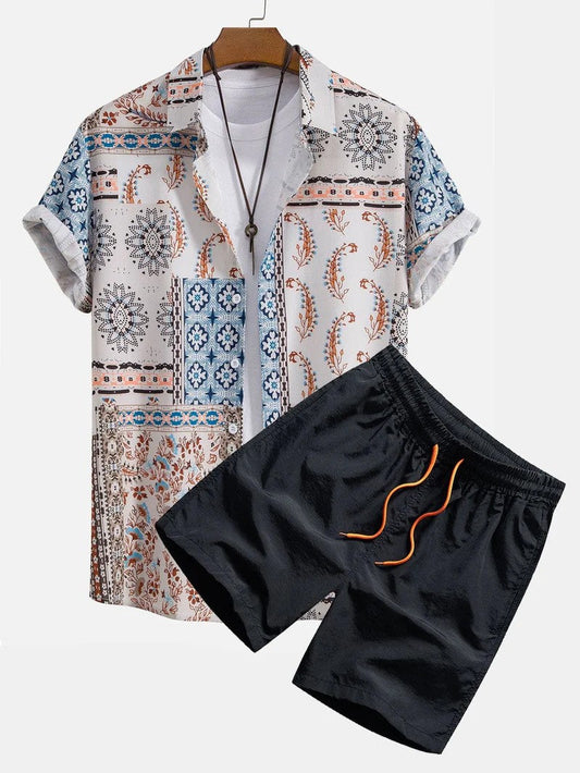 Set estivo con maglietta stampata e pantaloncini da bagno
