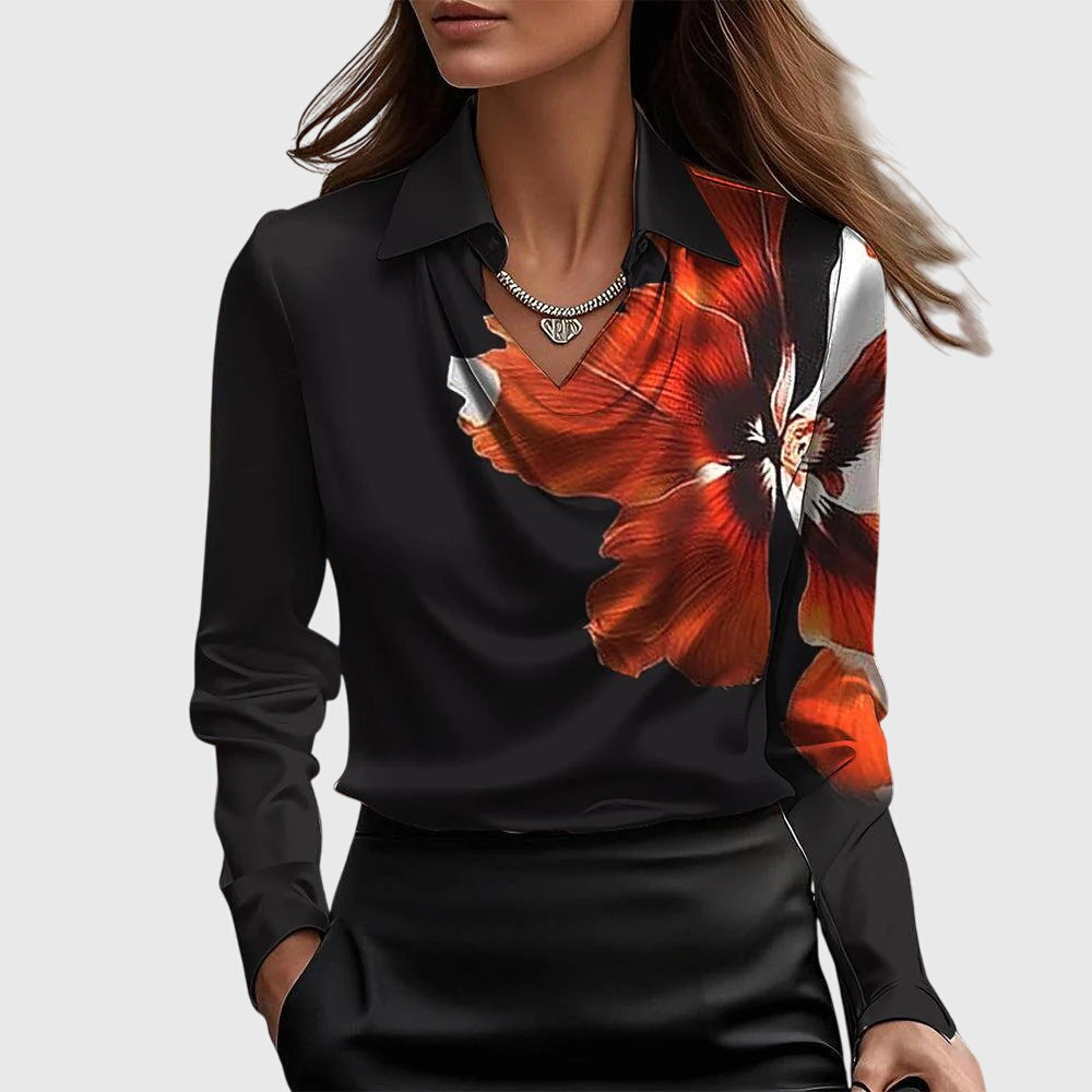 Blusa da Donna con Scollo Pieghettato e Taschino sul Petto