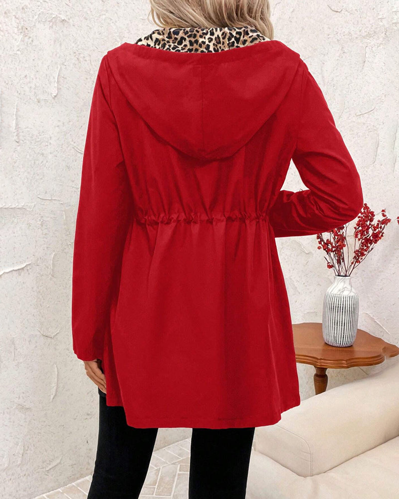 Cardigan Reversibile da Donna con Stampa Leopardo e Tasche