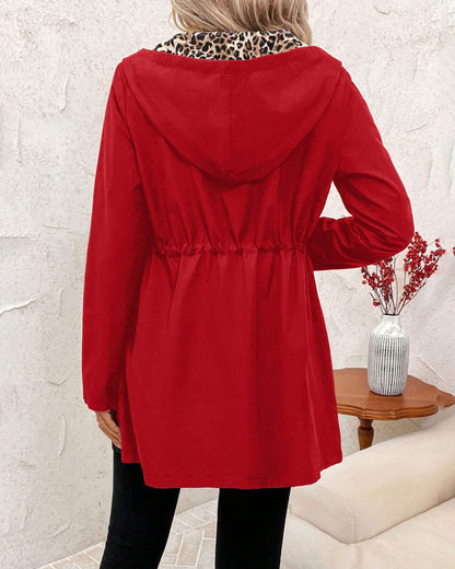 Cardigan Reversibile da Donna con Stampa Leopardo e Tasche