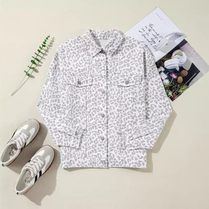 Abrigo de mujer en denim con mangas largas, lazo y ajuste amplio