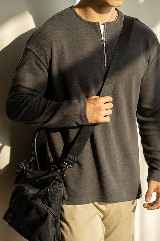 Camicia Primaverile da Uomo a Tinta Unita con Maniche Lunghe e Colletto a Rever