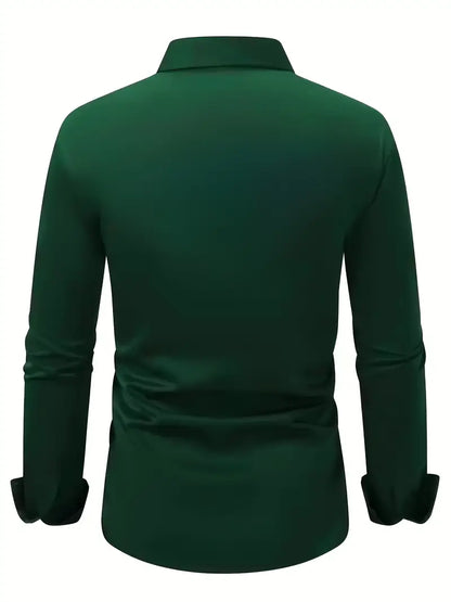 Camicia da Uomo a Manica Lunga Slim Fit in Tessuto Traspirante