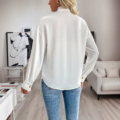 Camicia da Donna a Manica Lunga con Paillettes e Design di Lunghezza Media