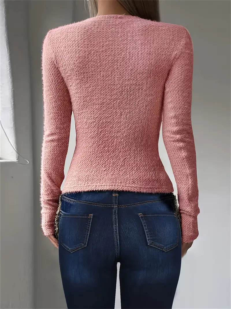 Maglione da Donna Girocollo in Maglia con Design Minimalista