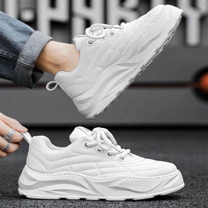 Men's Running Sneakers with Thick Sole, Rubber Sole, and Round Toe