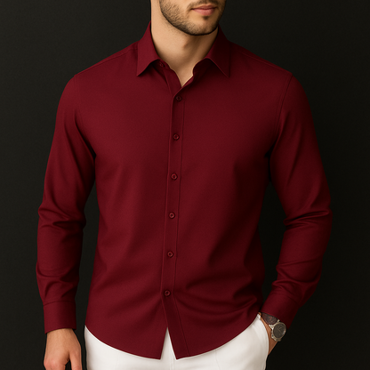 Camicia Estiva da Uomo con Tessuto Traspirante, Design Elasticizzato e Taglio Leggero