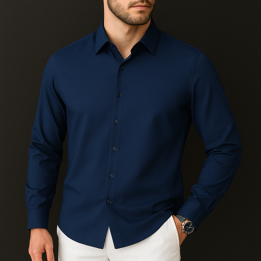 Camicia Estiva da Uomo con Tessuto Traspirante, Design Elasticizzato e Taglio Leggero