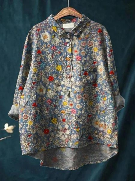 Blusa a fiori con tessuto leggero I Ideale per primavera ed estate