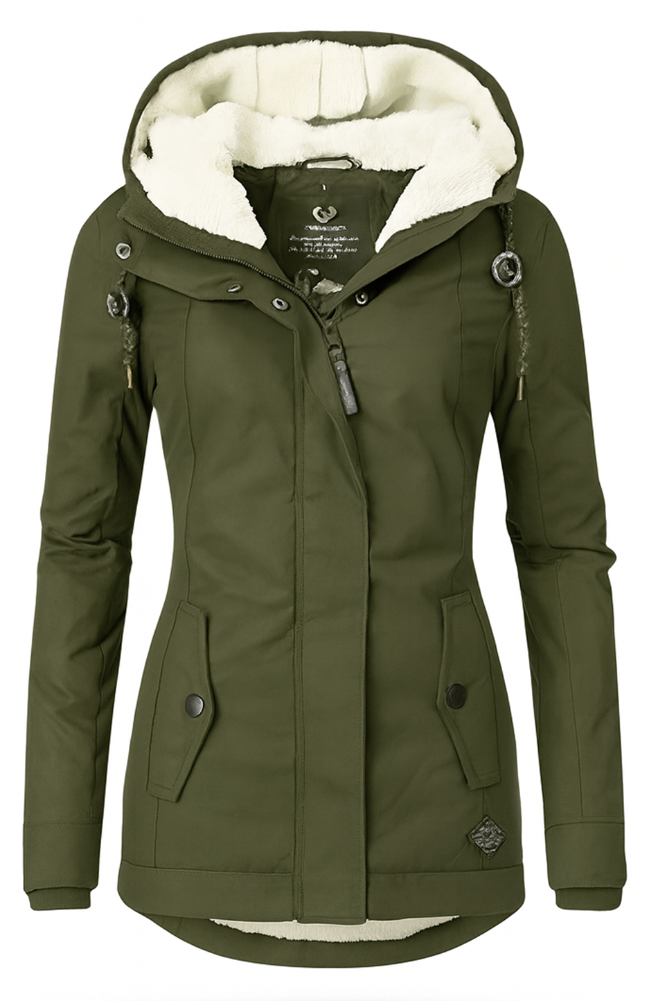 Giacca Invernale da Donna Impermeabile con Fodera in Pile e Cappuccio Removibile