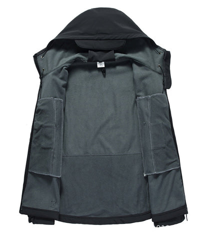 Giacca Softshell da Uomo per Attività Outdoor con Cappuccio e Tasche Multiple
