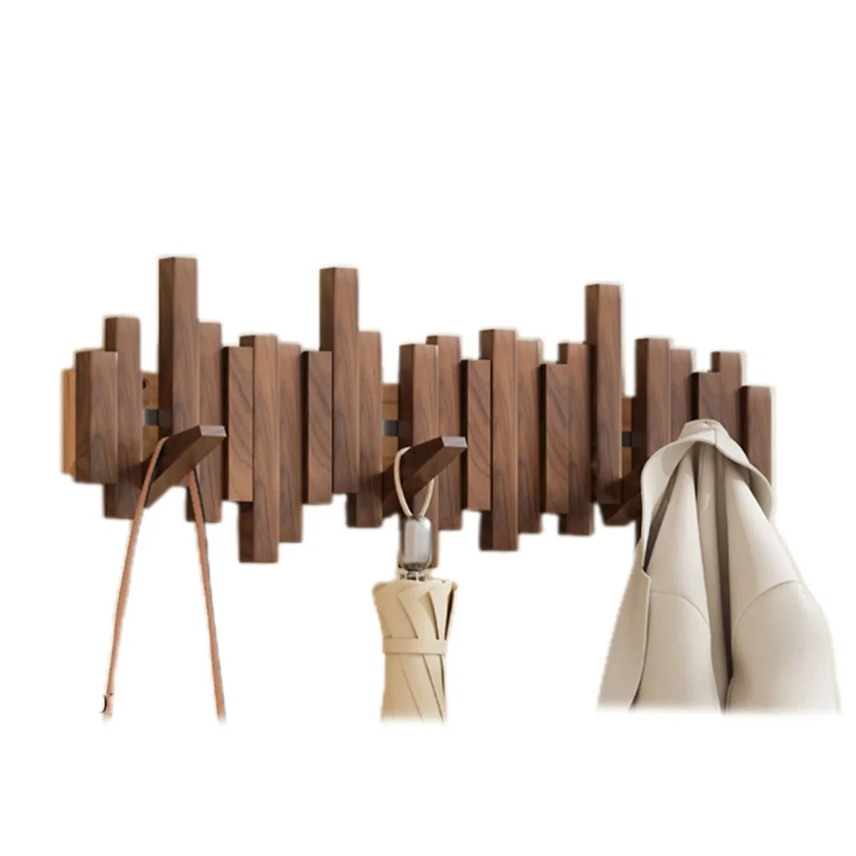 Appendiabiti da parete in legno | Noce o Faggio | Elegante e Robusto per Giacche | Borse e Cappelli