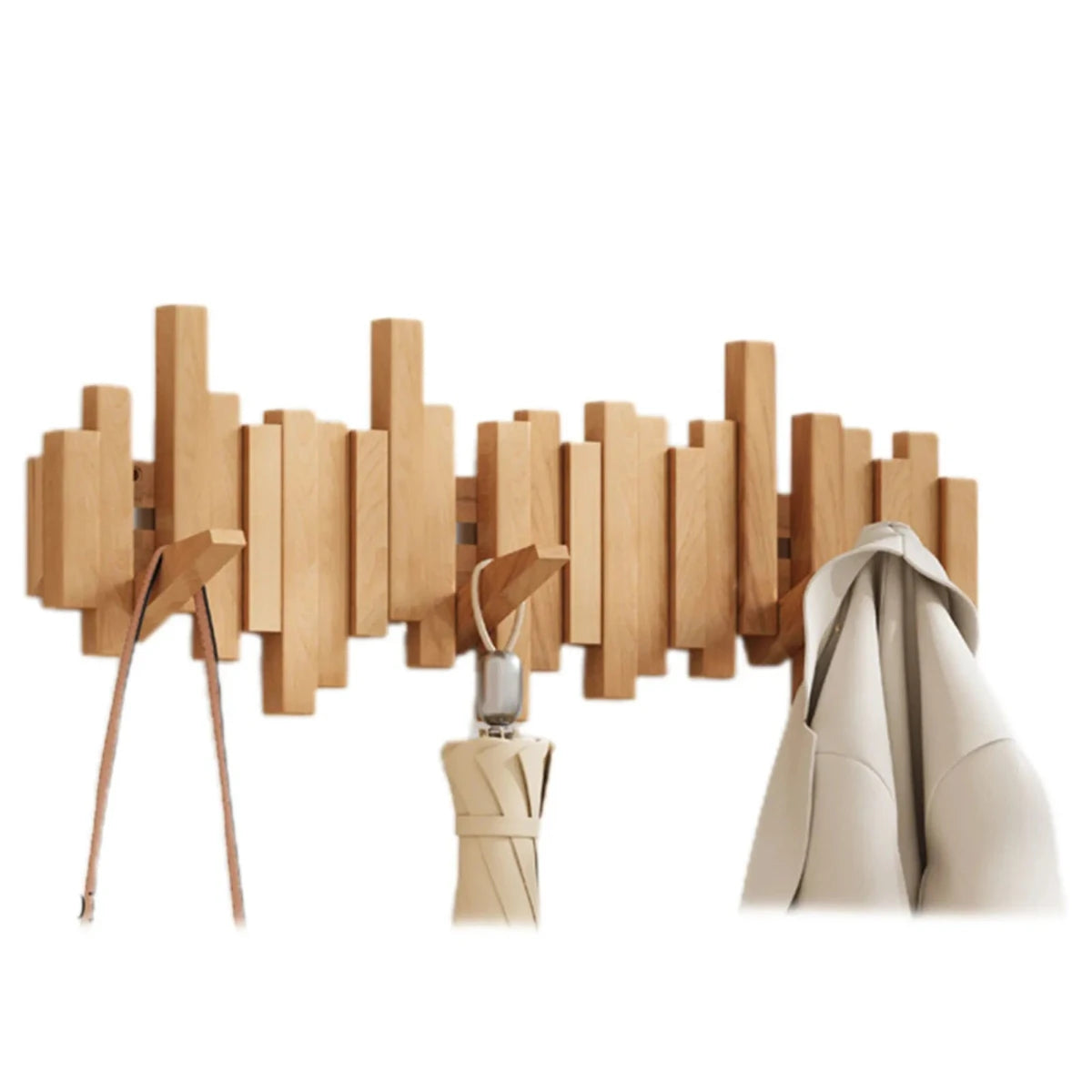 Appendiabiti da parete in legno | Noce o Faggio | Elegante e Robusto per Giacche | Borse e Cappelli