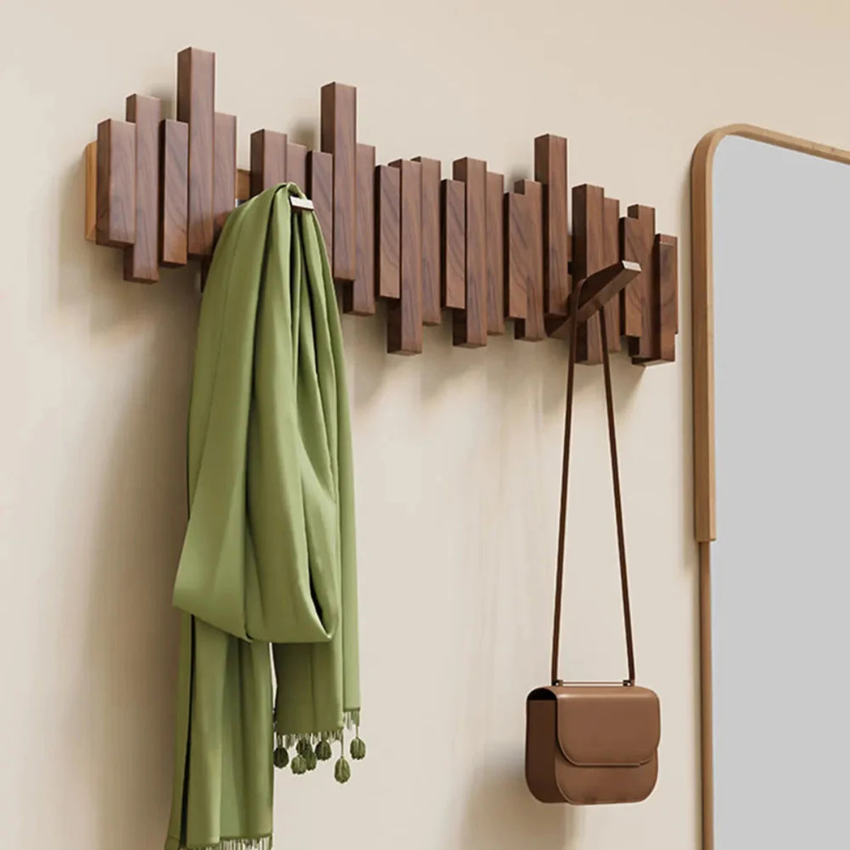 Appendiabiti da parete in legno | Noce o Faggio | Elegante e Robusto per Giacche | Borse e Cappelli