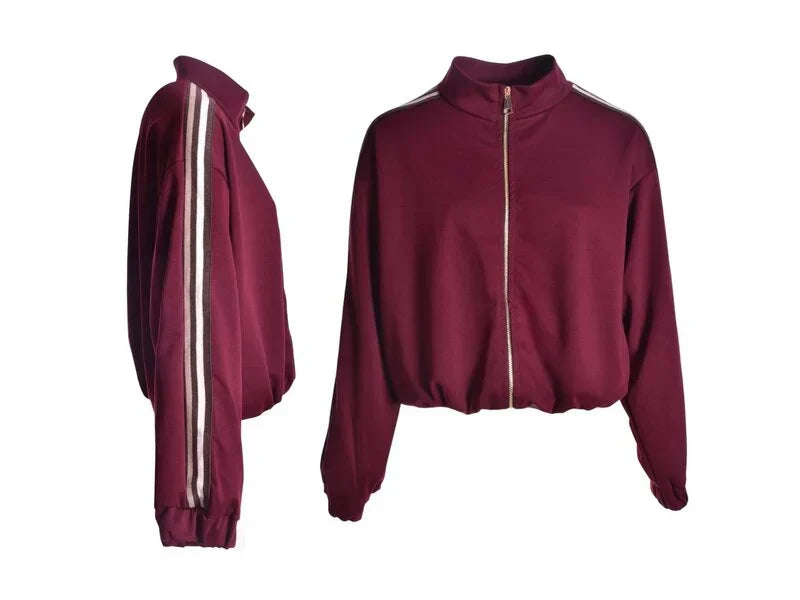 Komplet dame dragt jakke med lynlås og bukser