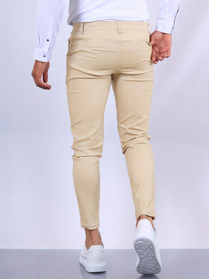 Pantaloni Chino Skinny Fit Uomo Con Gamba Tapered E Chiusura A Zip