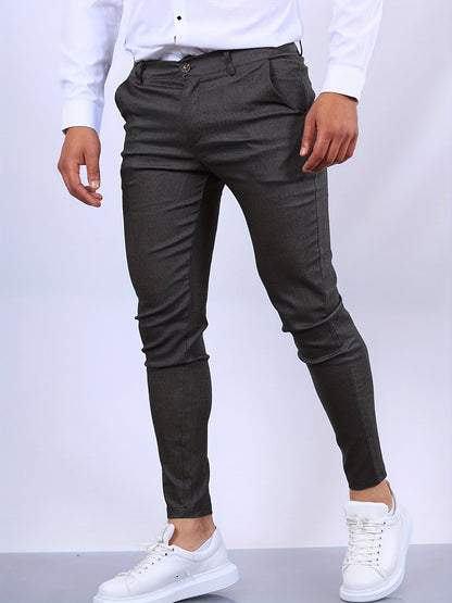 Pantaloni Chino Skinny Fit Uomo Con Gamba Tapered E Chiusura A Zip