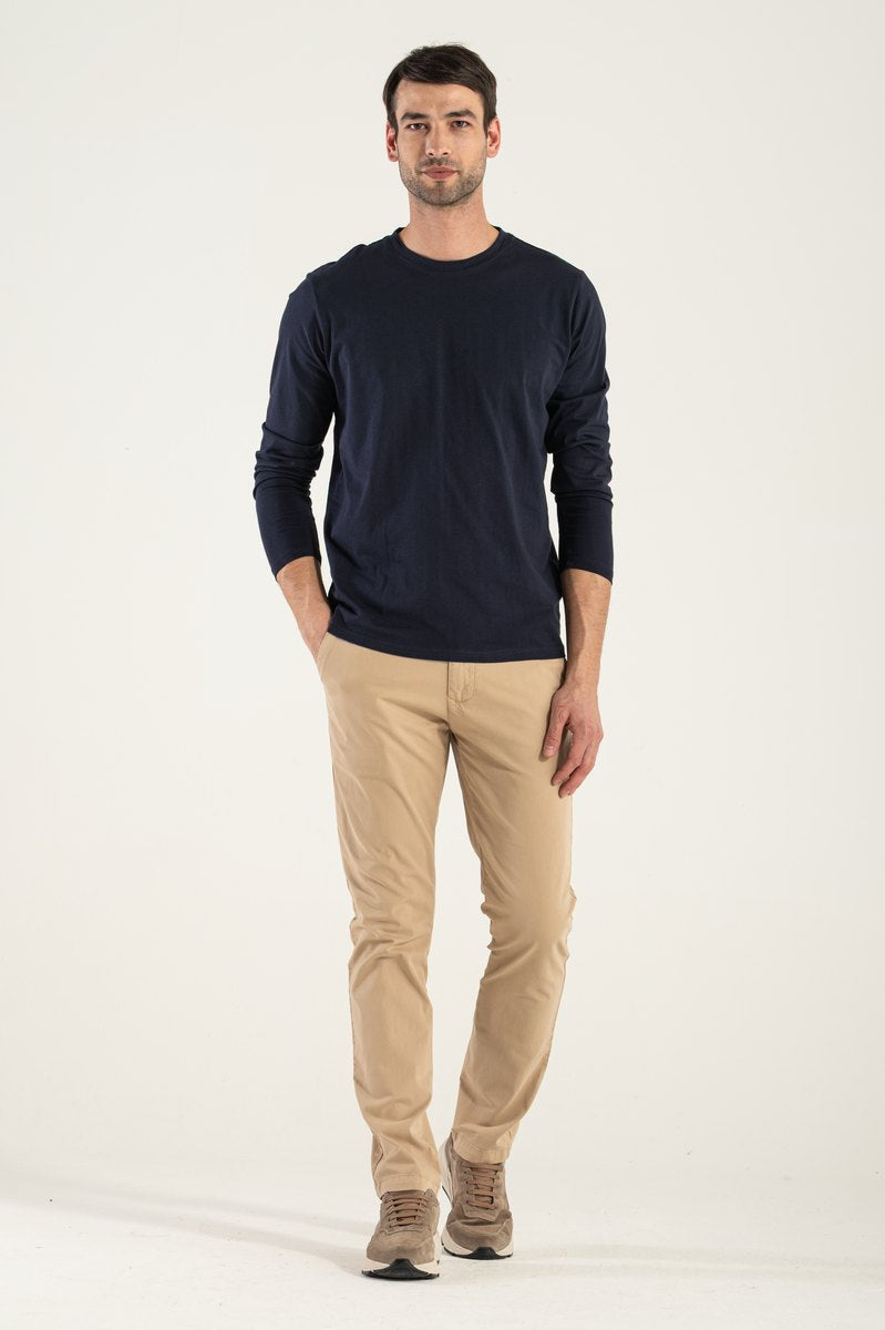 Pantaloni da Uomo a Vestibilità Dritta con Passanti per Cintura e Tasche Laterali