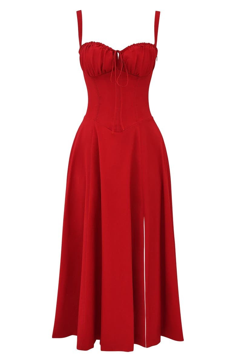 Abito Midi con Dettaglio Corsetto, Corpetto Aderente e Gonna Fluida | Ideale per Primavera ed Estate
