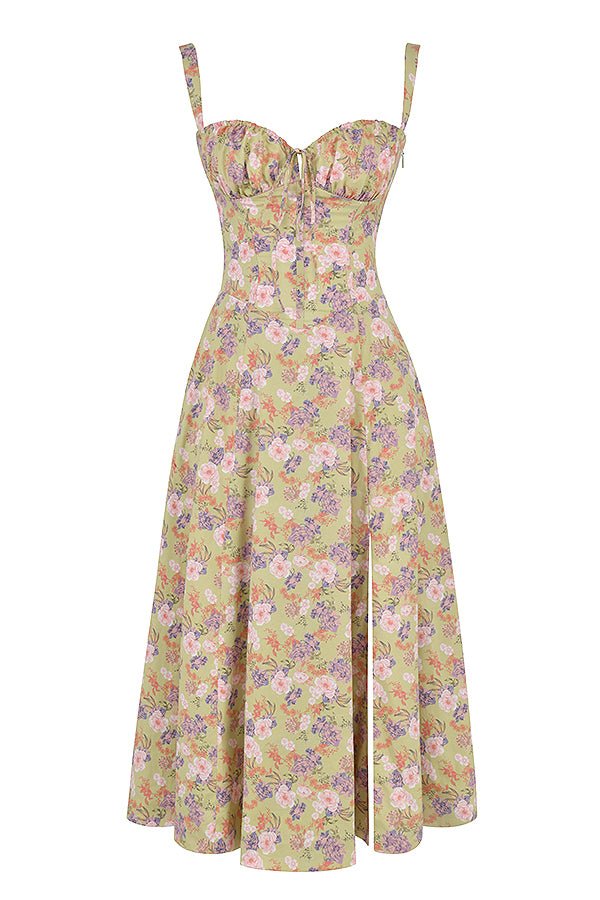 Abito Midi con Dettaglio Corsetto, Corpetto Aderente e Gonna Fluida | Ideale per Primavera ed Estate