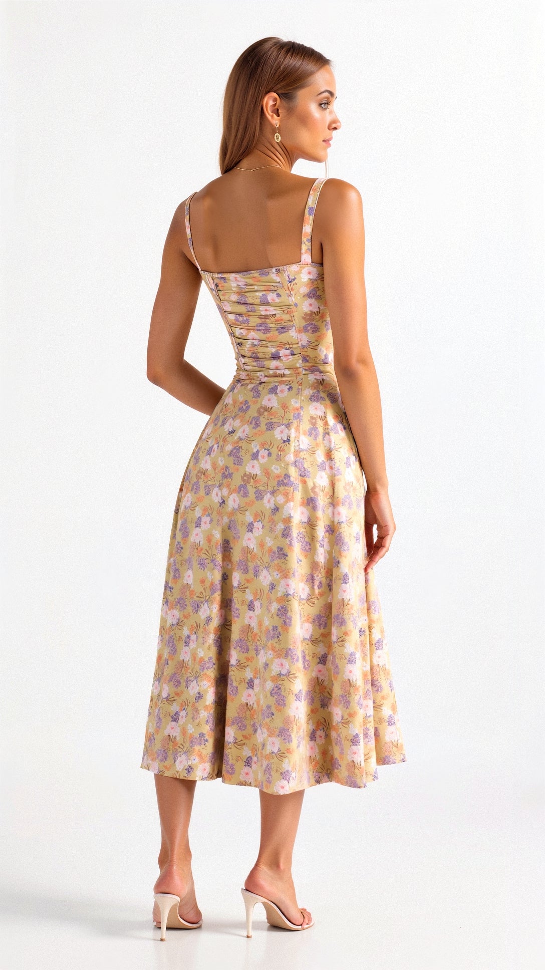 Abito Midi con Dettaglio Corsetto, Corpetto Aderente e Gonna Fluida | Ideale per Primavera ed Estate