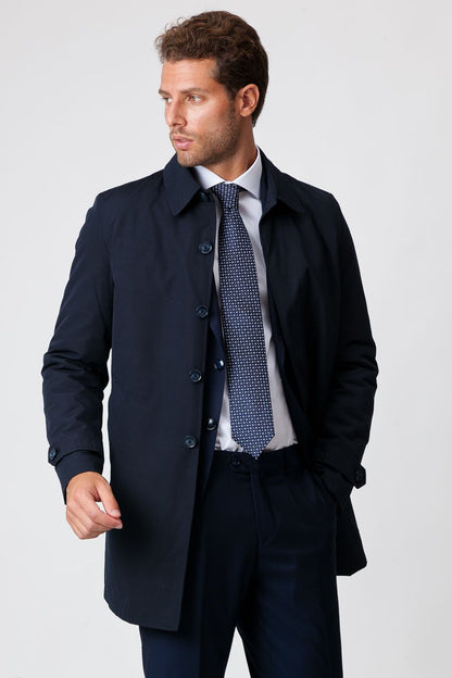 Trench Invernale da Uomo Blu con Fodera in Nylon