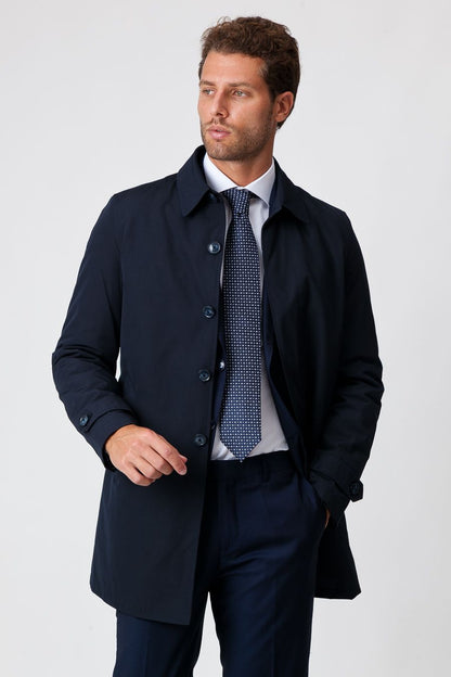 Trench Invernale da Uomo Blu con Fodera in Nylon
