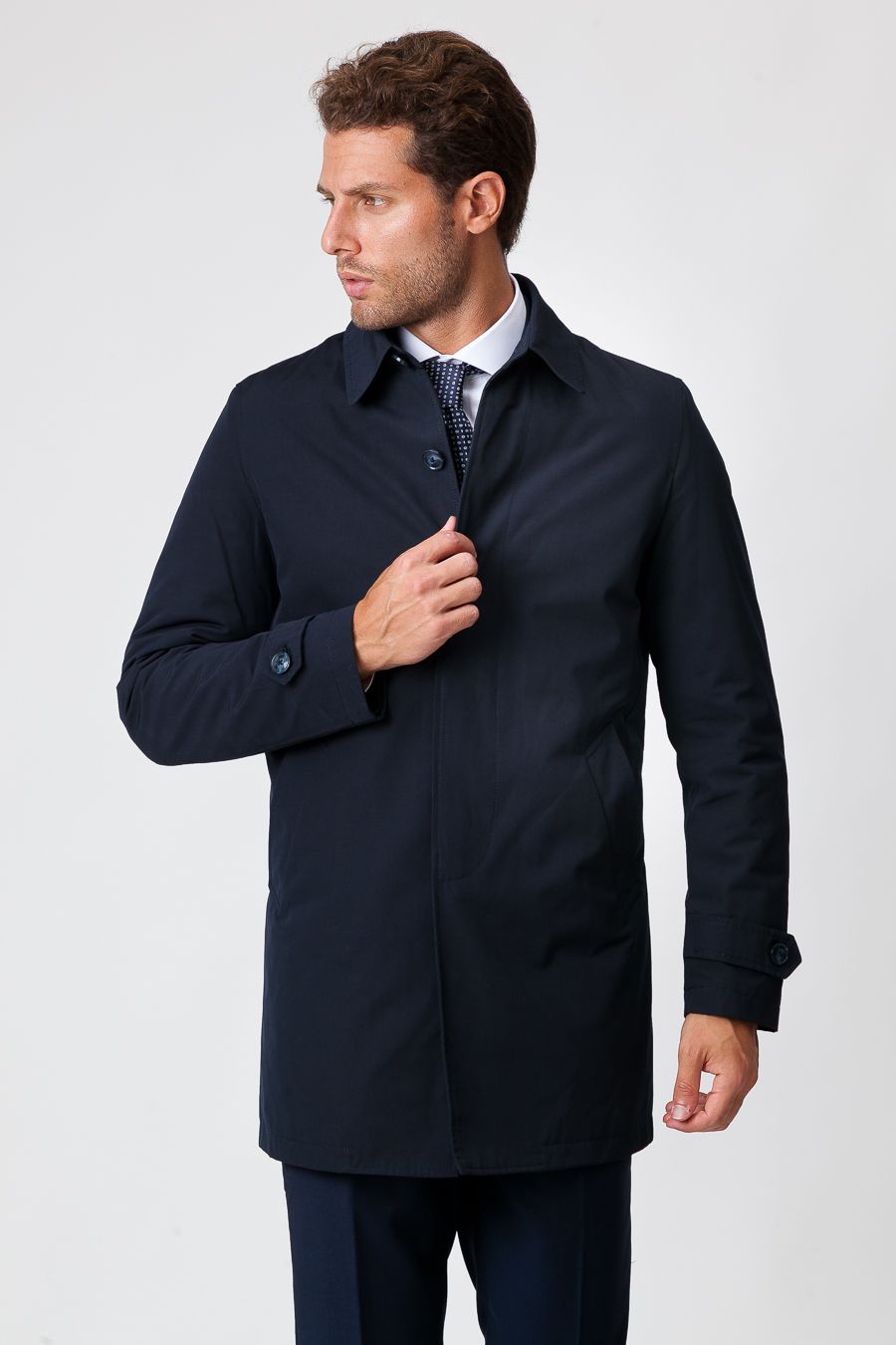 Trench Invernale da Uomo Blu con Fodera in Nylon