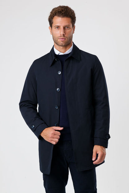 Trench Invernale da Uomo Blu con Fodera in Nylon