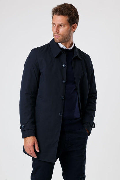 Trench Invernale da Uomo Blu con Fodera in Nylon