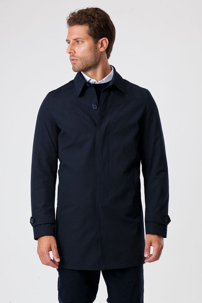 Trench Invernale da Uomo Blu con Fodera in Nylon
