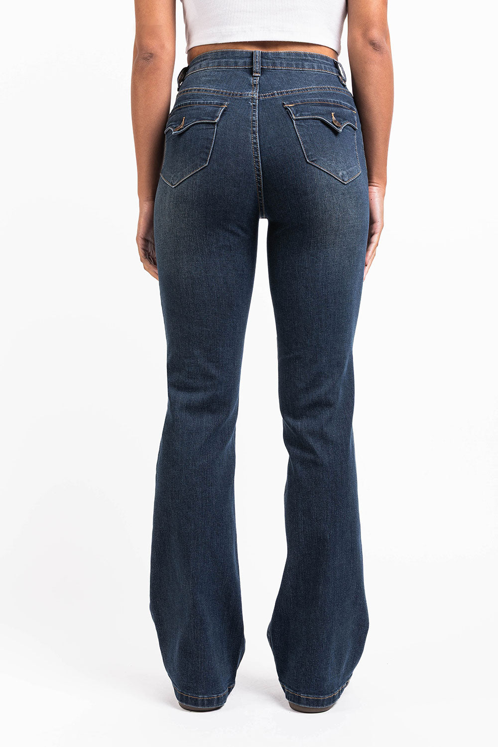 Jeans da Donna Vita Alta Bootcut con Tasche Frontali e Posteriori