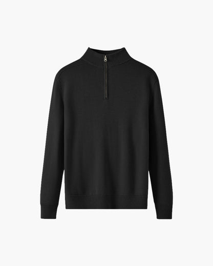 Maglione Invernale da Uomo con Mezza Zip e Orlo a Coste