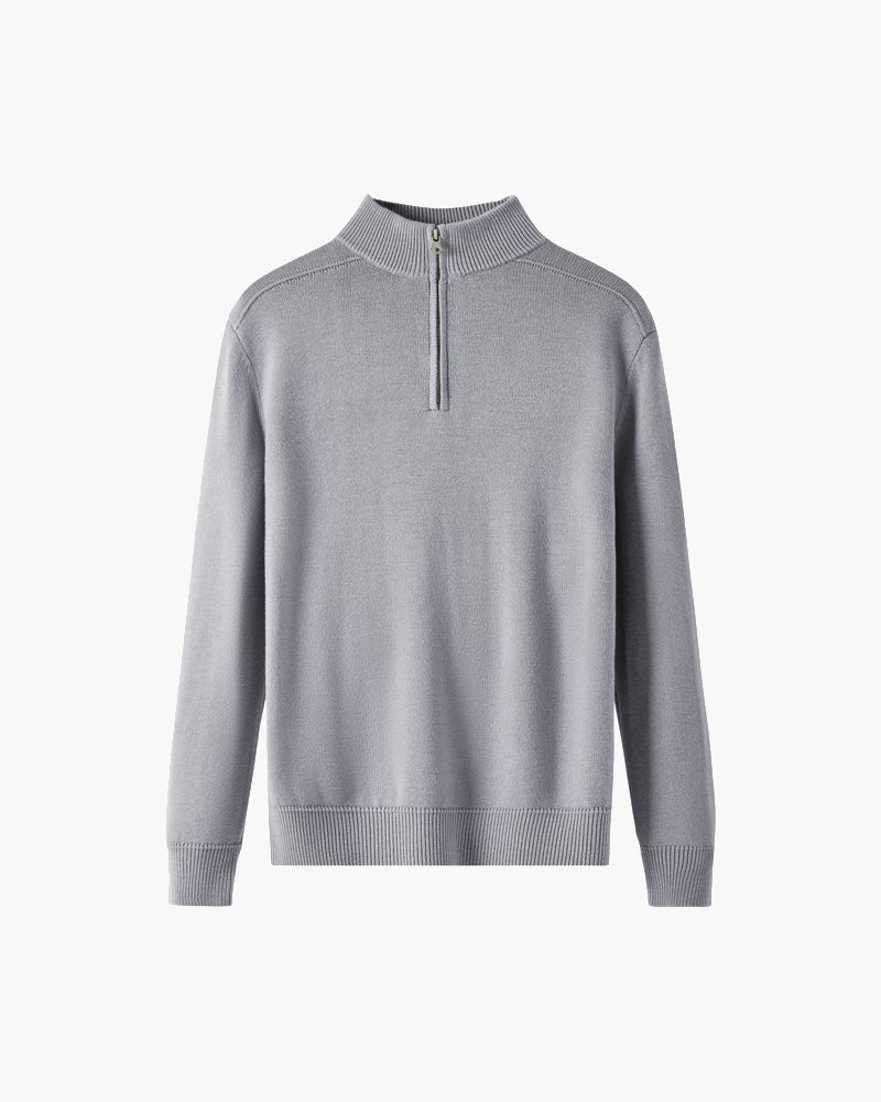 Maglione Invernale da Uomo con Mezza Zip e Orlo a Coste