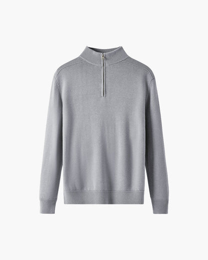 Maglione Invernale da Uomo con Mezza Zip e Orlo a Coste