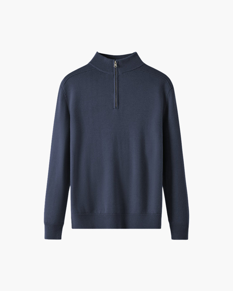Maglione Invernale da Uomo con Mezza Zip e Orlo a Coste