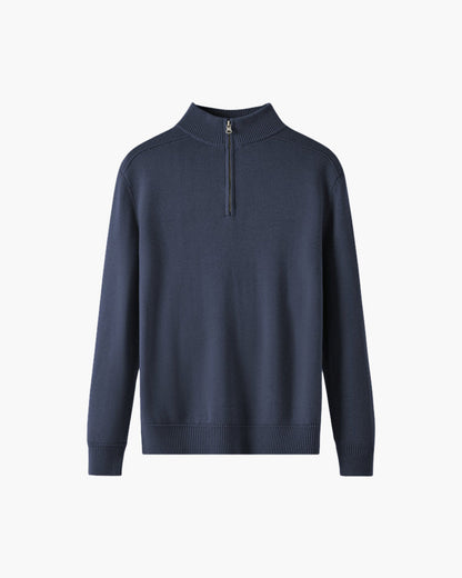 Maglione Invernale da Uomo con Mezza Zip e Orlo a Coste