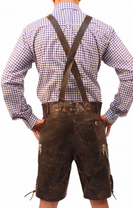 Lederhosen da Uomo per Oktoberfest con Dettagli Ricamati e Bretelle Regolabili