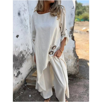 Completo Estivo da Donna Due Pezzi con Abito e Pantaloni a Vestibilità Ampia