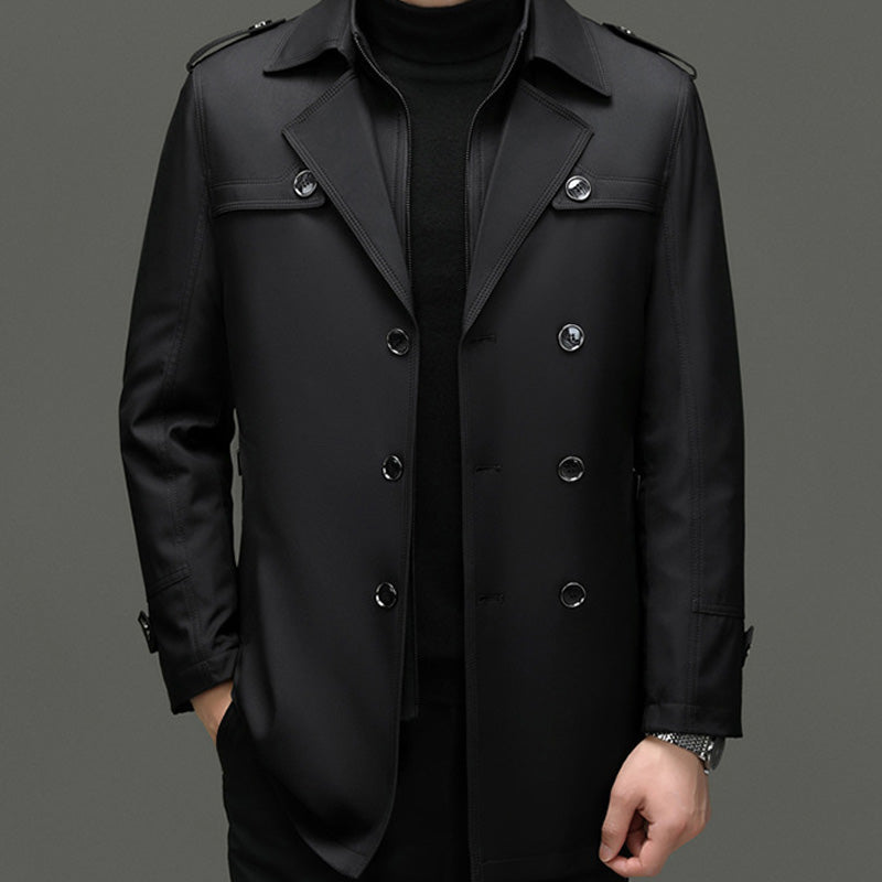 Trench Coat Autunnale da Uomo con Fodera Rimovibile e Cintura Regolabile
