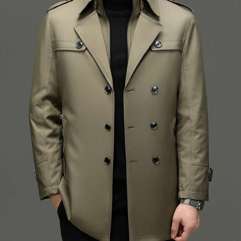 Trench Coat Autunnale da Uomo con Fodera Rimovibile e Cintura Regolabile