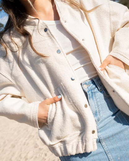 Bomber Primaverile da Donna Oversize con Design in Tweed