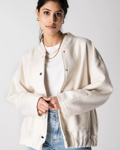 Bomber Primaverile da Donna Oversize con Design in Tweed